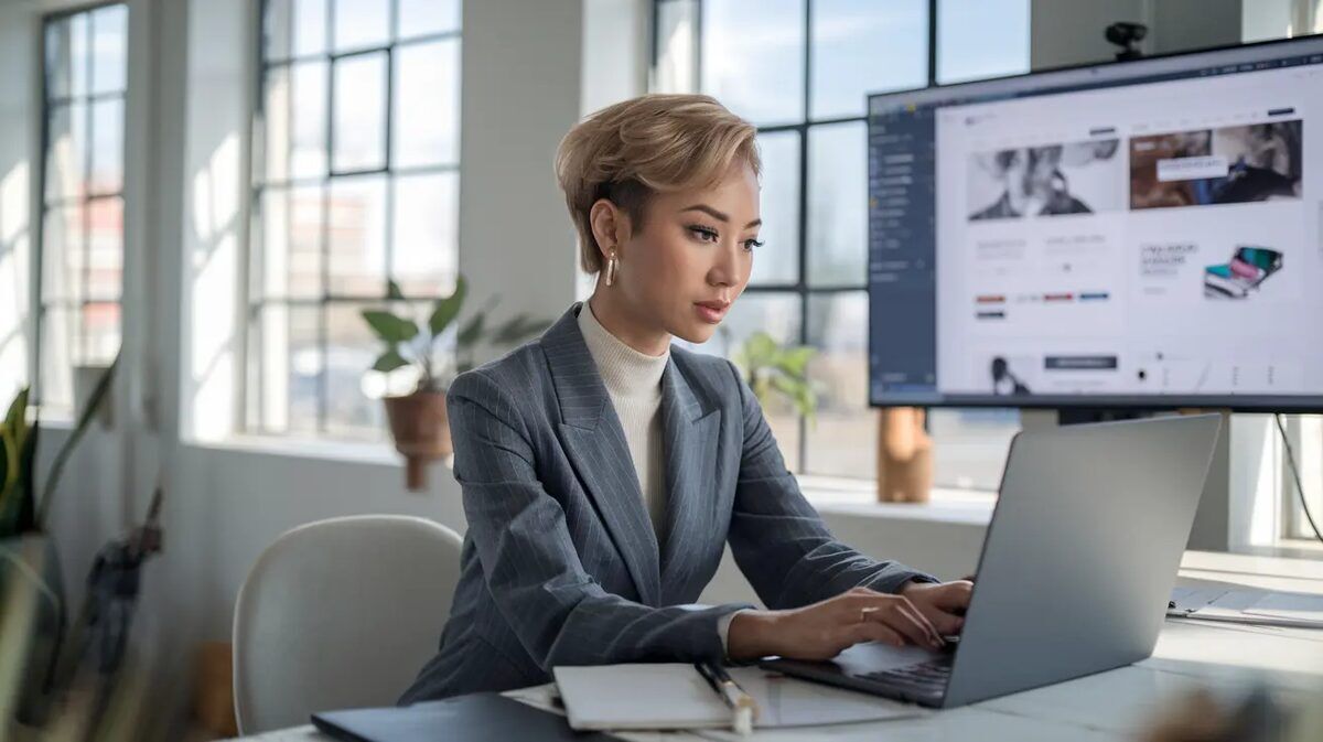 a web site lady looking at her computer