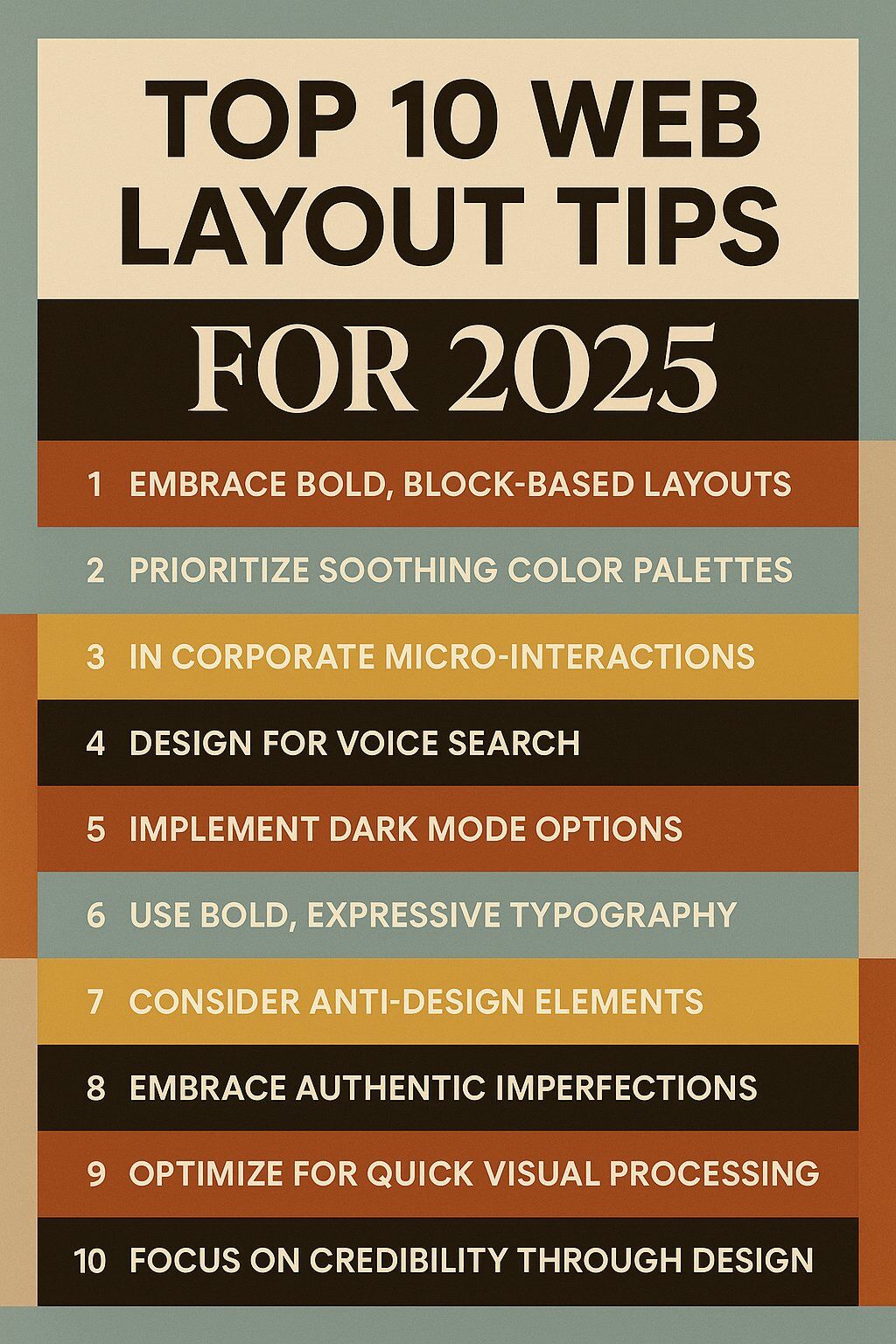 top 10 web layout tips for 2025 infographic with 10 tips